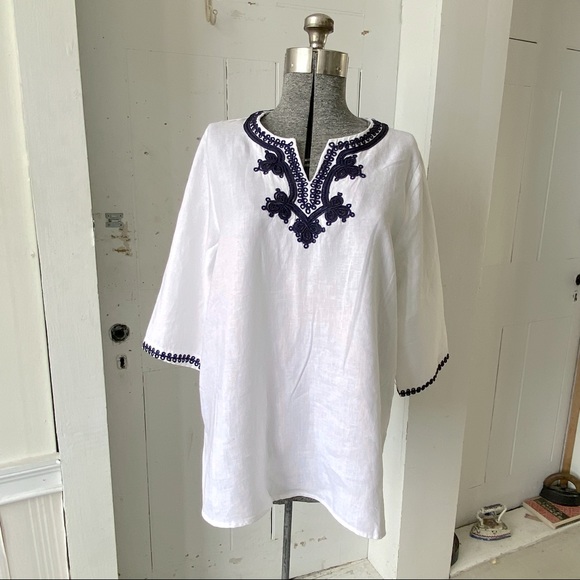 ❤️HP❤️ Simply NYC Linen Embroidered Soutache BoHo Tunic Top - Picture 4 of 15